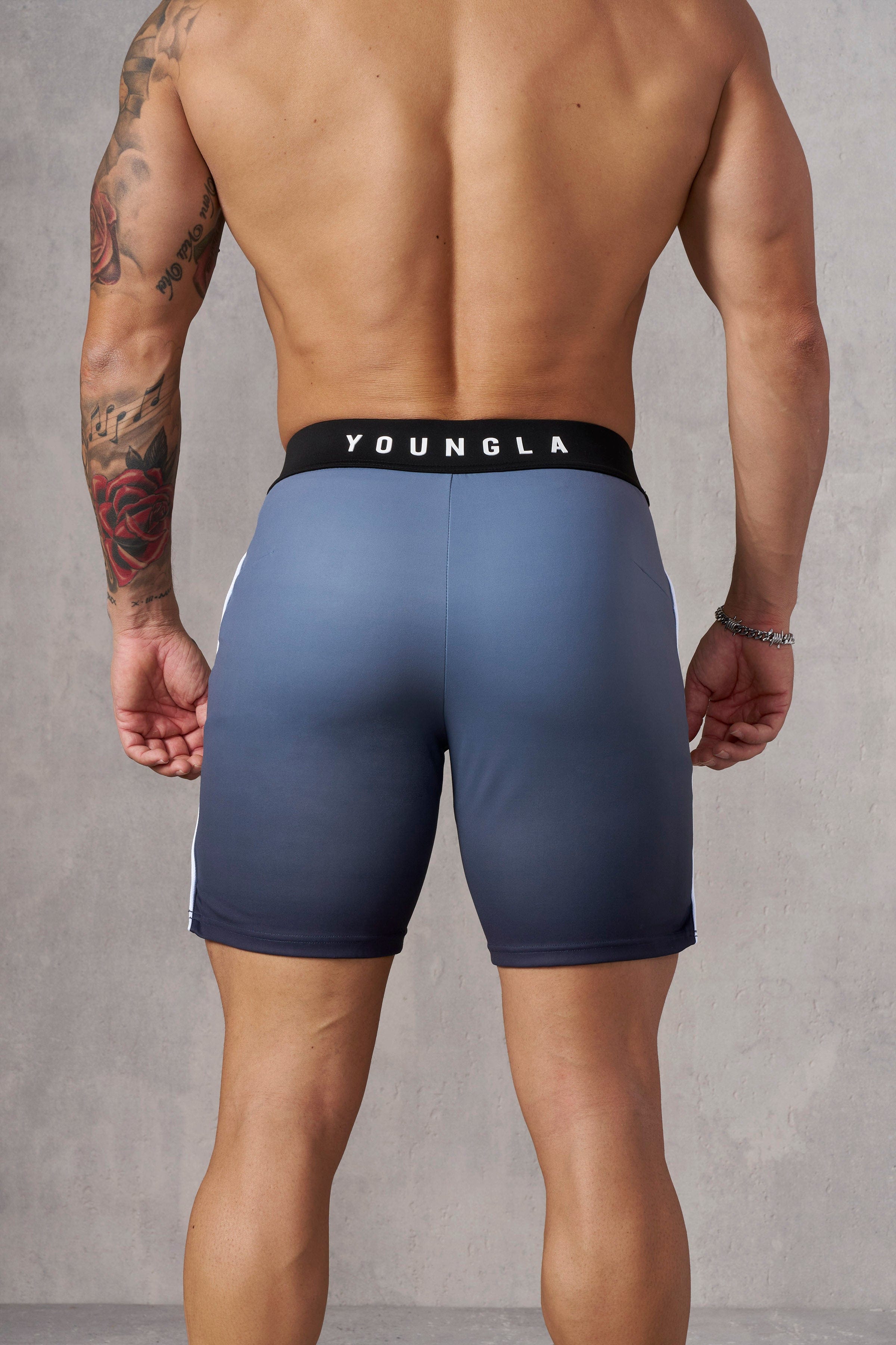 1067 - Men's physique Stage Shorts Men's Physique Stage Shorts are tailored for bodybuilding competitions with Sky Blue