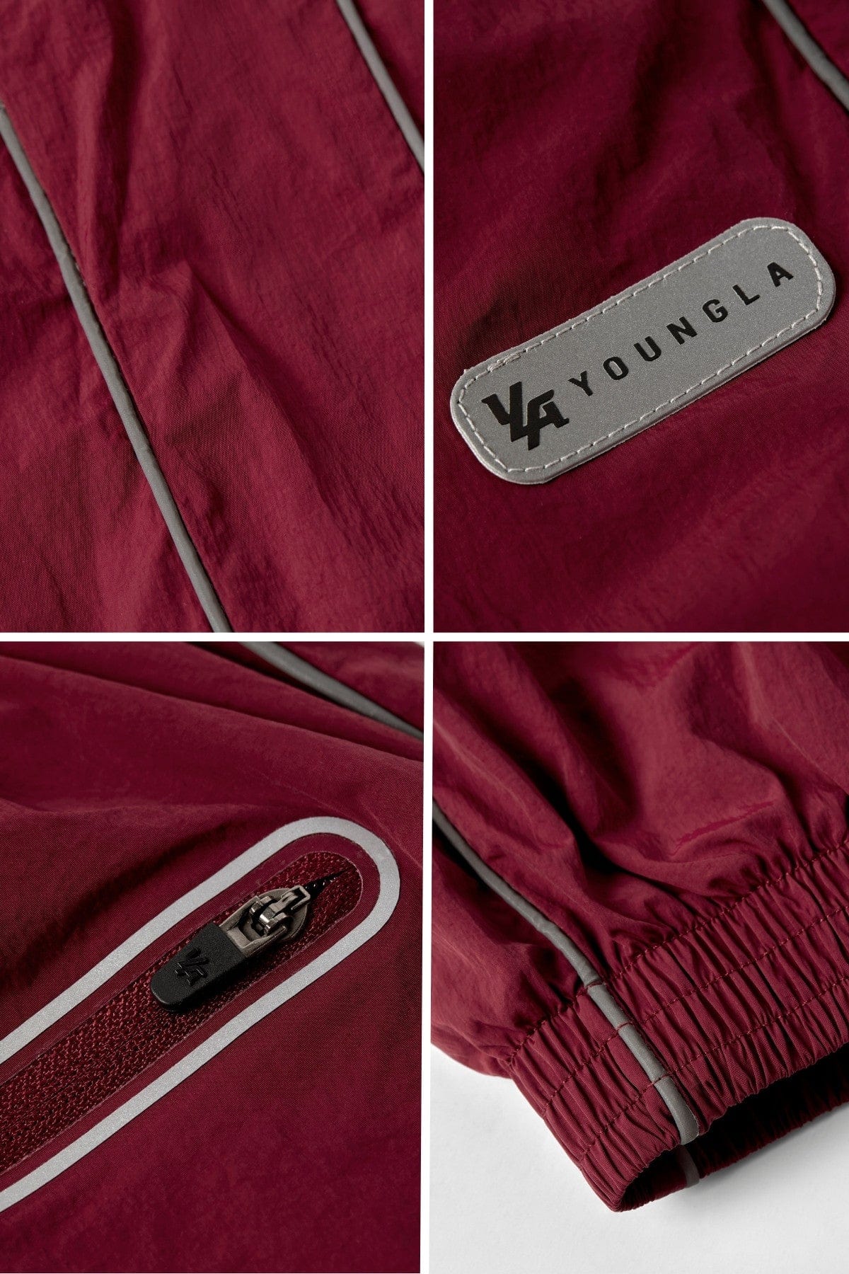 2091 - Retro Cuffed Joggers - Relaxed, lightweight joggers with breathable fabric and cuffed hems. Perfect for training or everyday wear, with a versatile, retro-inspired silhouette in Burgundy.