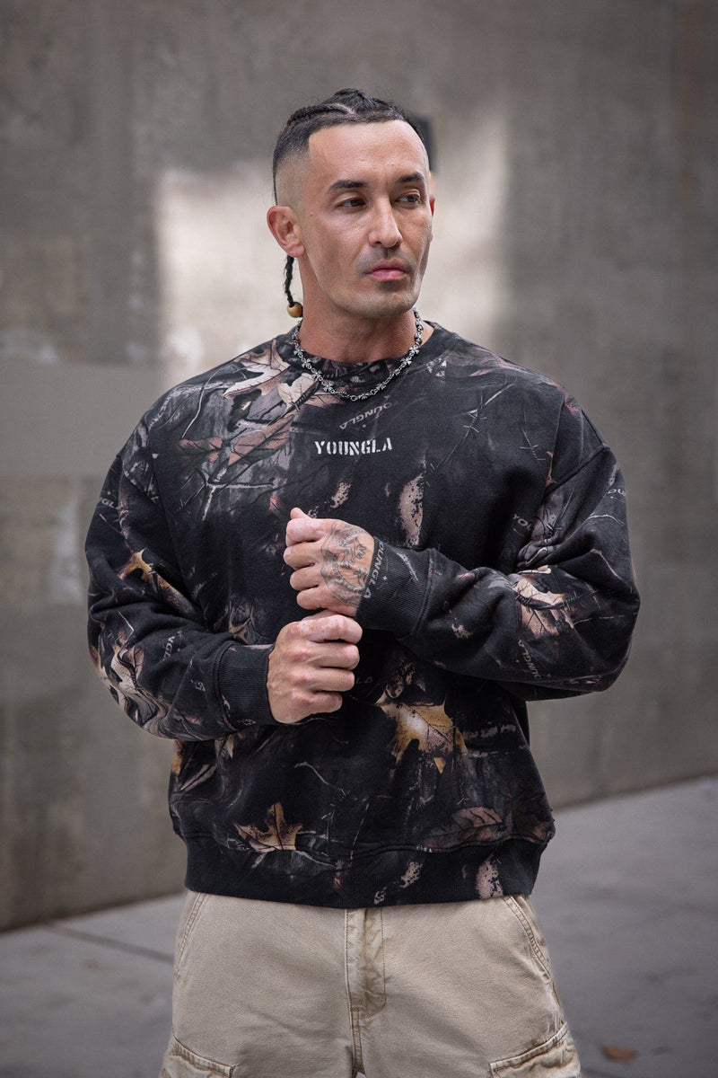 5206 - Tree Camo Collection - Crewnecks for Men's - simple, structured, and versatile - designed for durability and comfort in Black