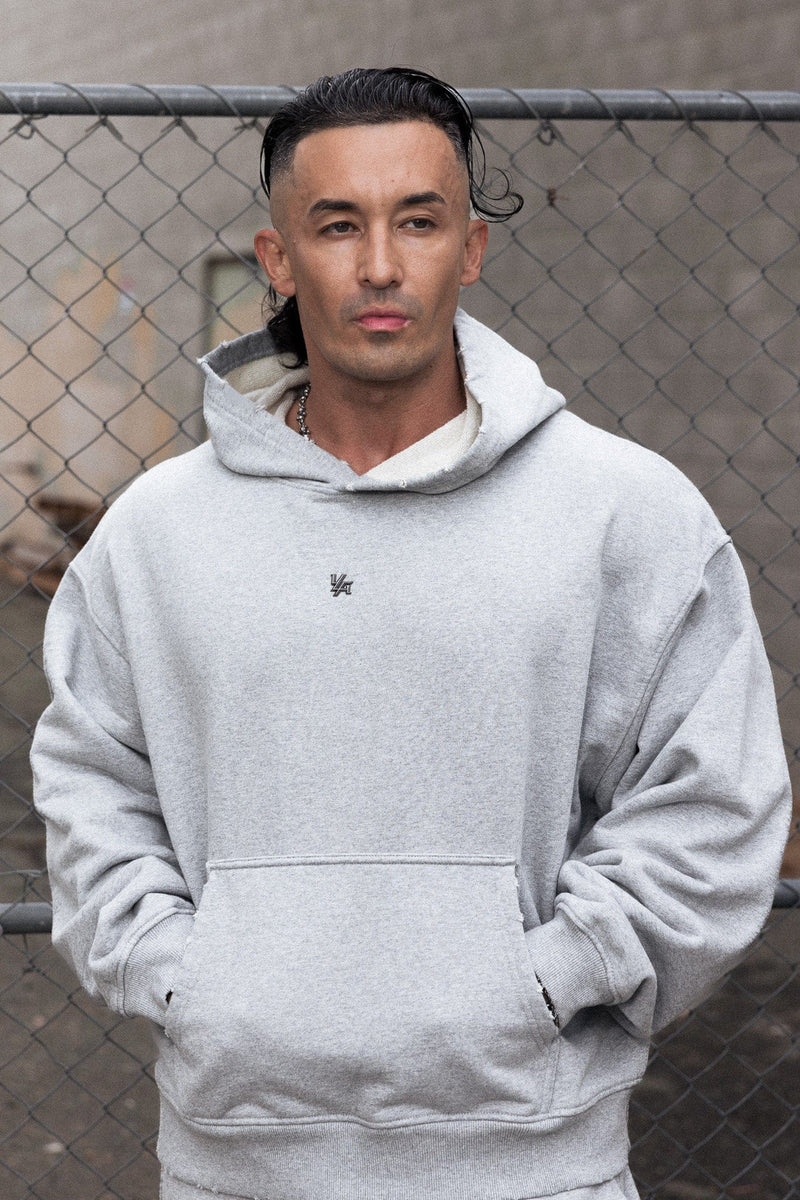 5096 - Elevated Essentials - Pullover Hoodies for Men's - 100% Cotton, spacious fit, adjustable hood in Heather Grey