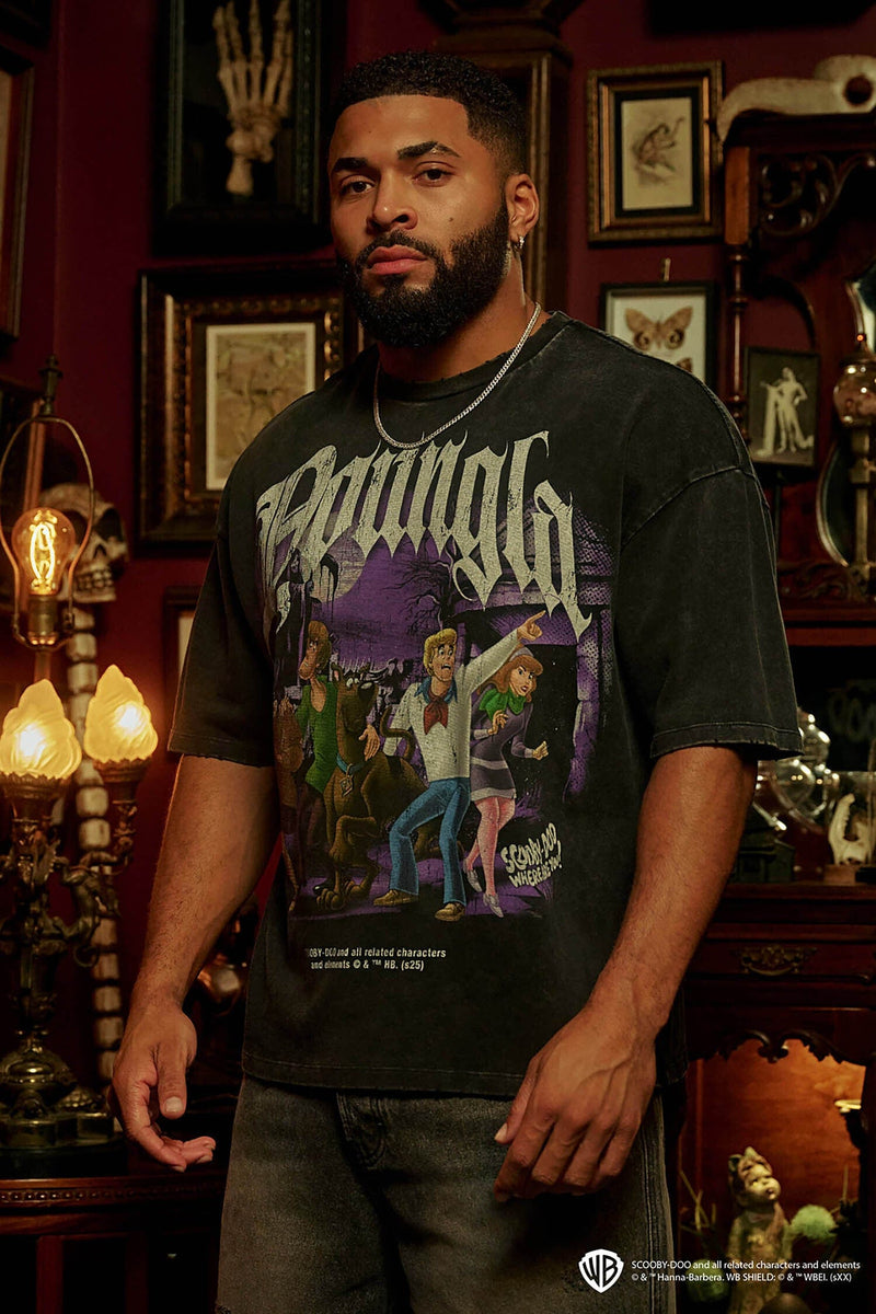 4252 - Scooby-Doo Tees for mens in 100% Cotton featuring Scooby with oversized graphics in colour Mystery Crew