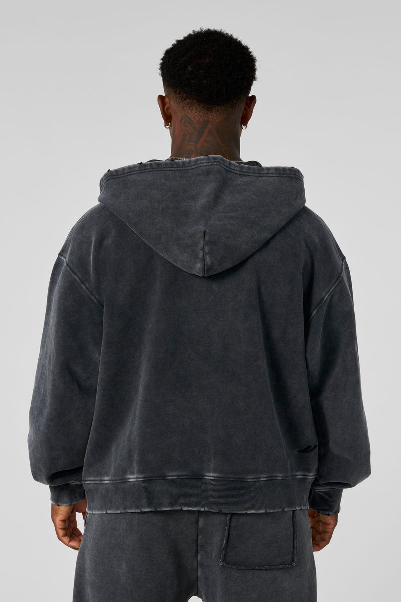5102 - Elevated Essentials - Zip-Ups for Men's - smooth zippers, front pockets, and ribbed finishes in Grey Wash
