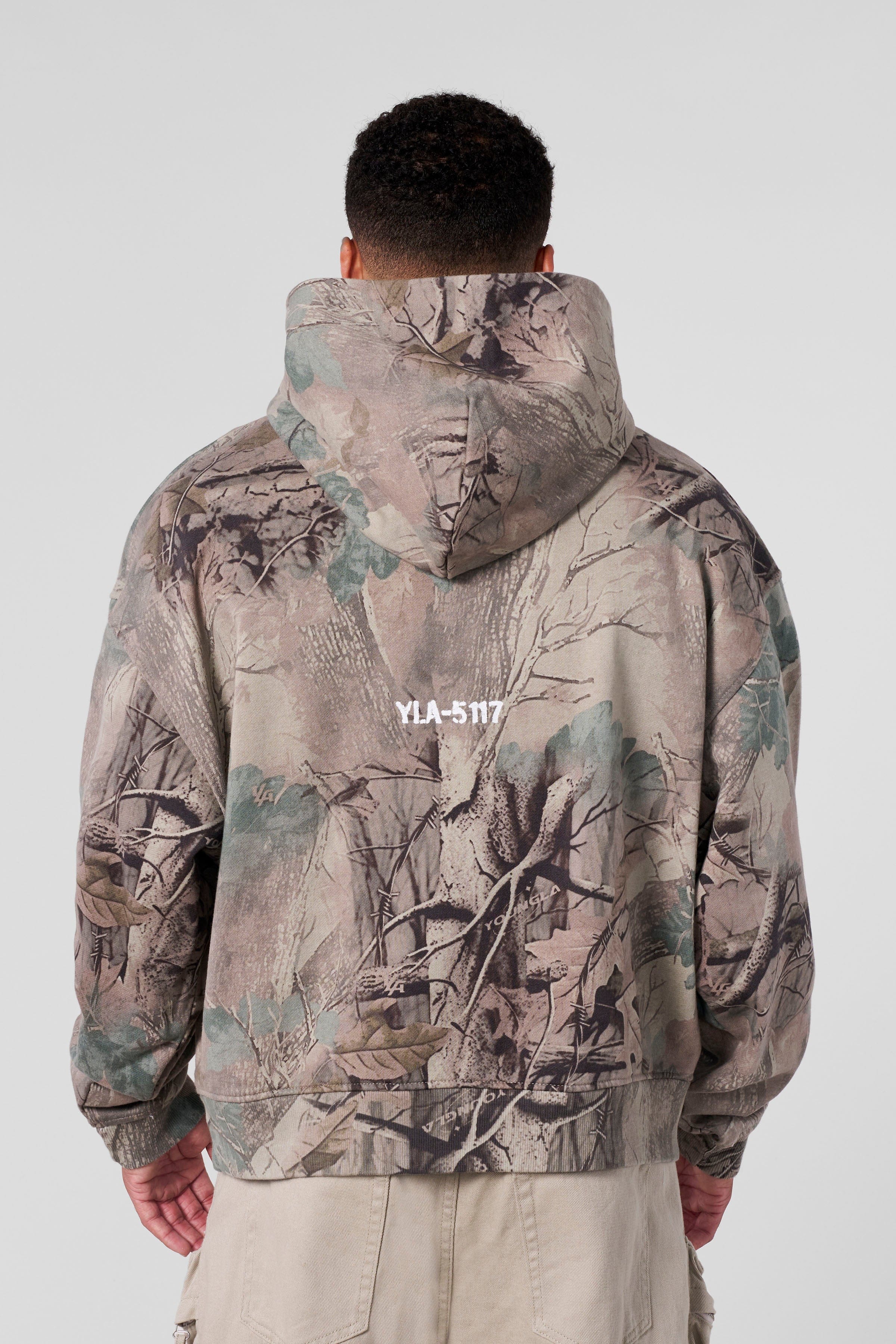 5117 - Tree Camo Collection - Pullover Hoodies for Men's - relaxed fit, plush terry construction in Beige