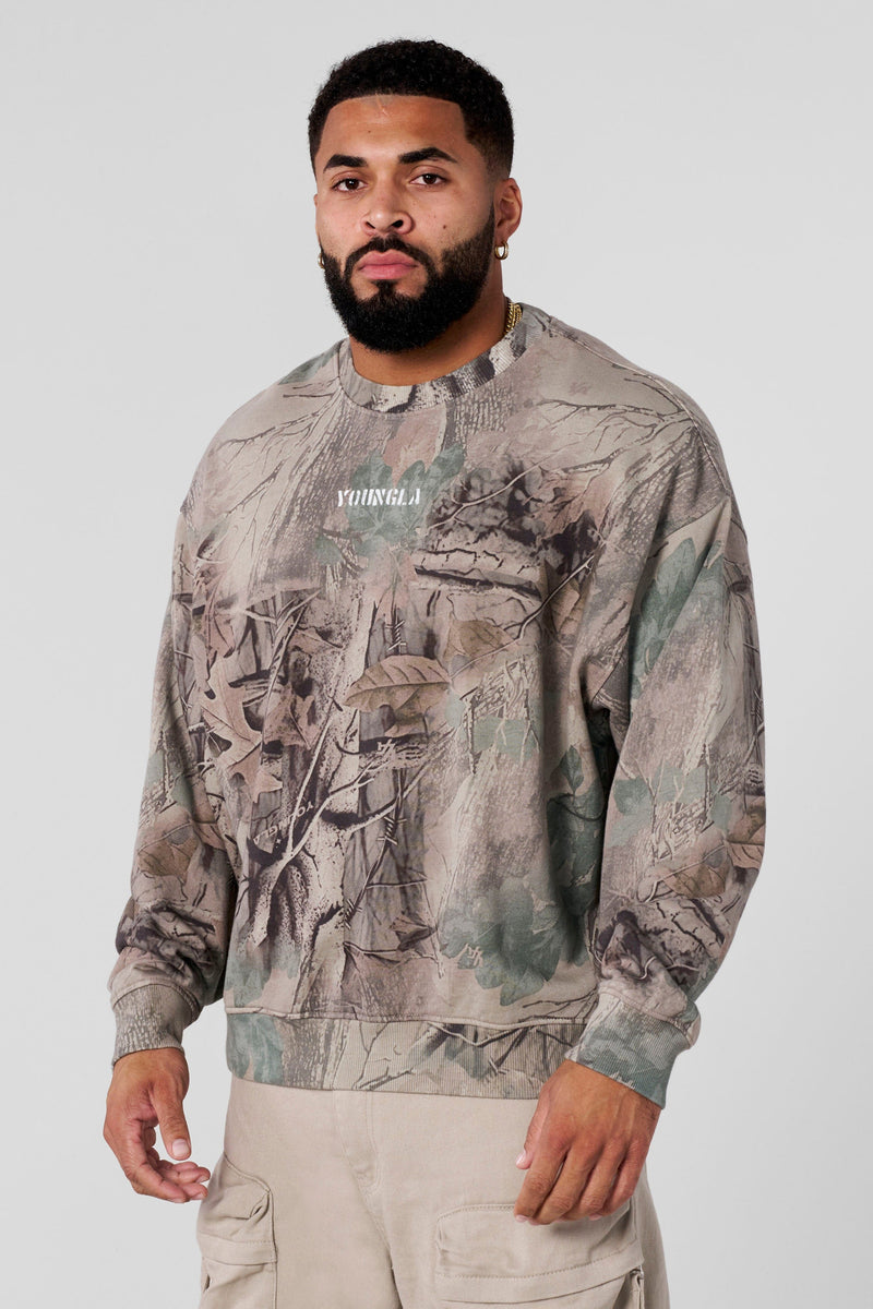 5206 - Tree Camo Collection - Crewnecks for Men's - simple, structured, and versatile - designed for durability and comfort in Beige