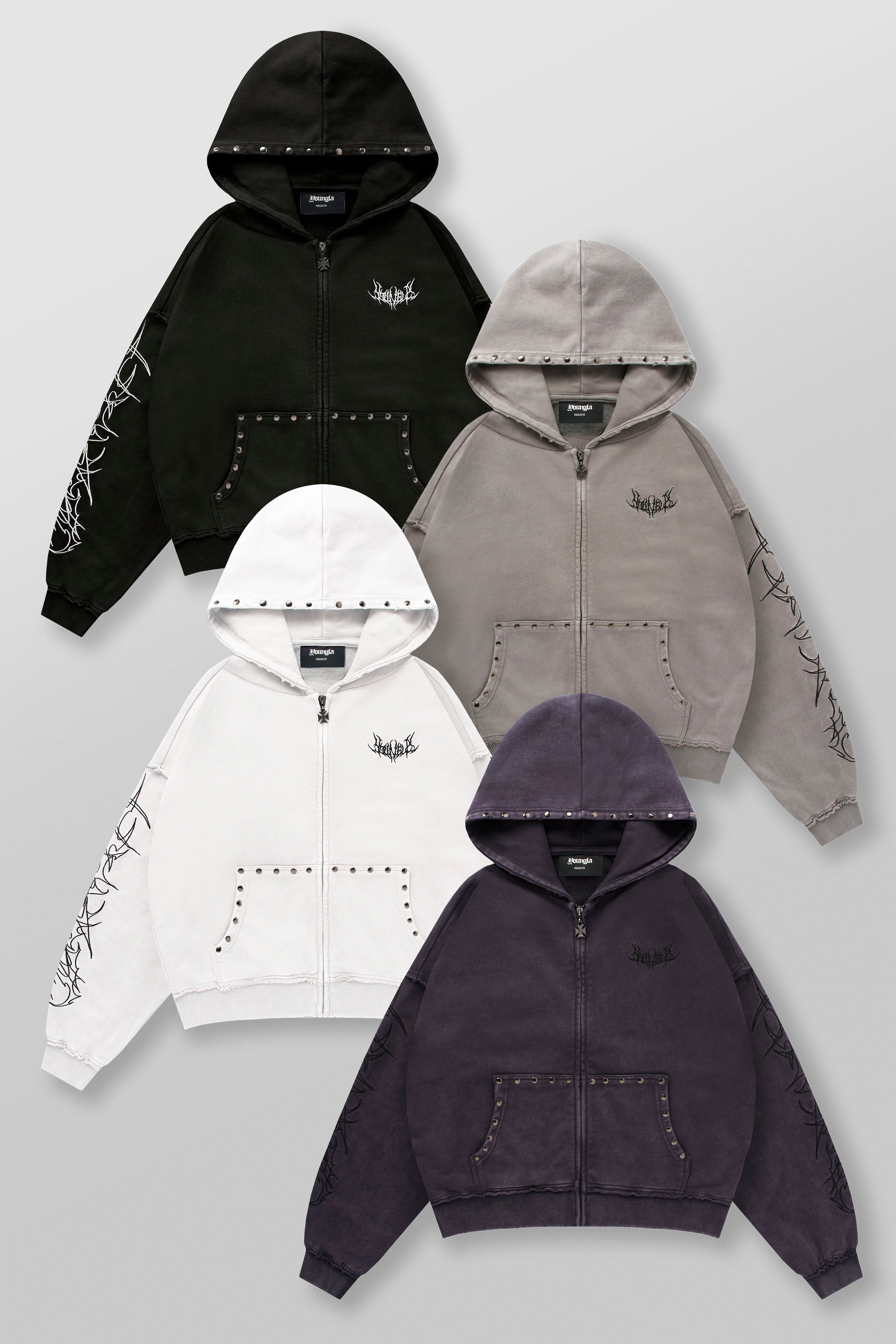 Thug Club Tribal Tree Zip HoodieグレーS 5232 - Tribal Stud Zip-Ups