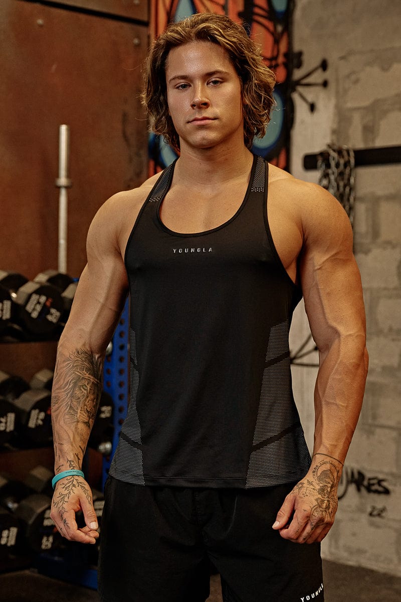 3042 - Kinetic Workout Stringers - Lightweight and flexible Tank Tops for Mens In Black
