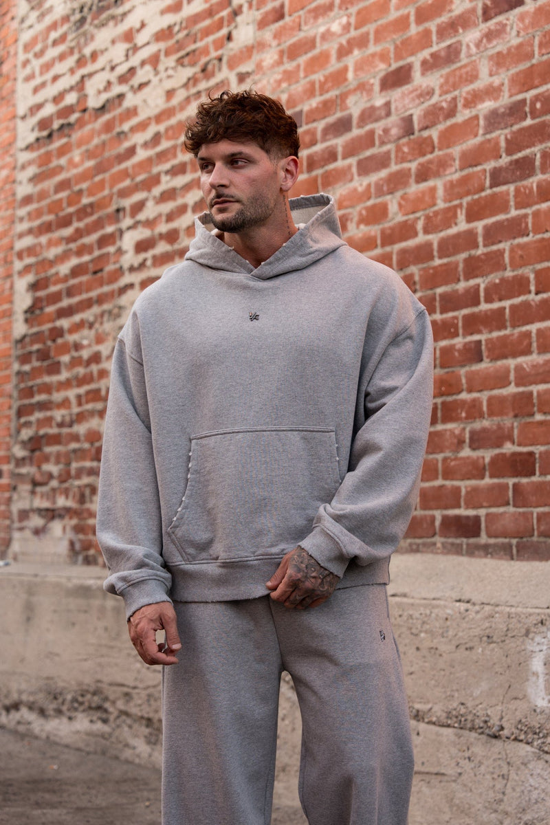 5096 - Elevated Essentials - Pullover Hoodies for Men's - 100% Cotton, spacious fit, adjustable hood in Heather Grey