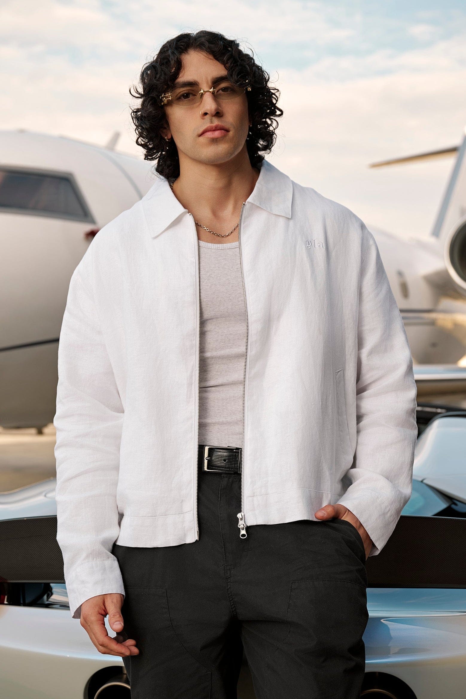 ARGUE MAILLE BLANCHE LINEN JACKET黒 5122 - Oxford Linen jacket