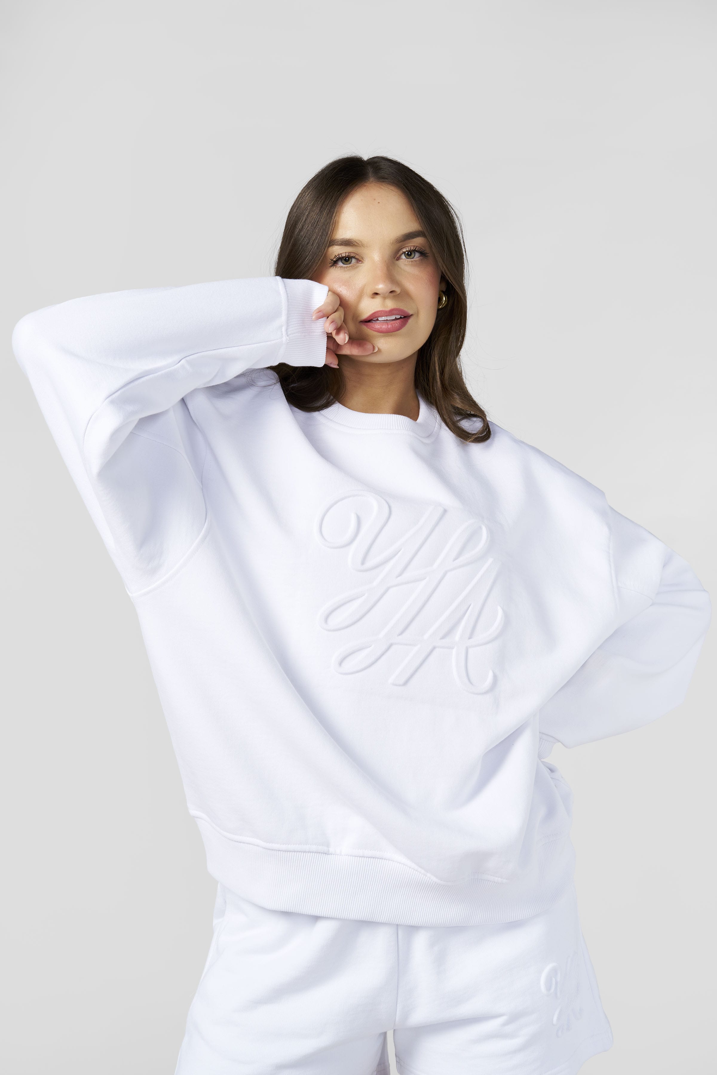 W5129 - Emblem Embossed Crewneck