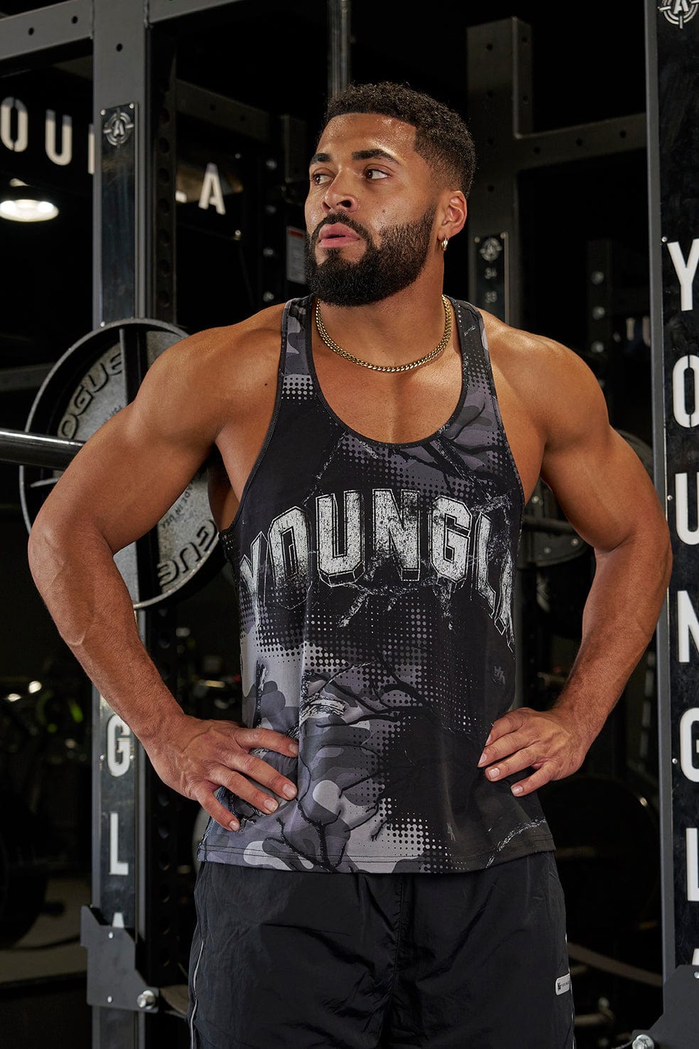 3066 - RunTech Camo Stringers for Men's - lightweight, breathable fabric ensures comfort in Black Grey Tree Camo