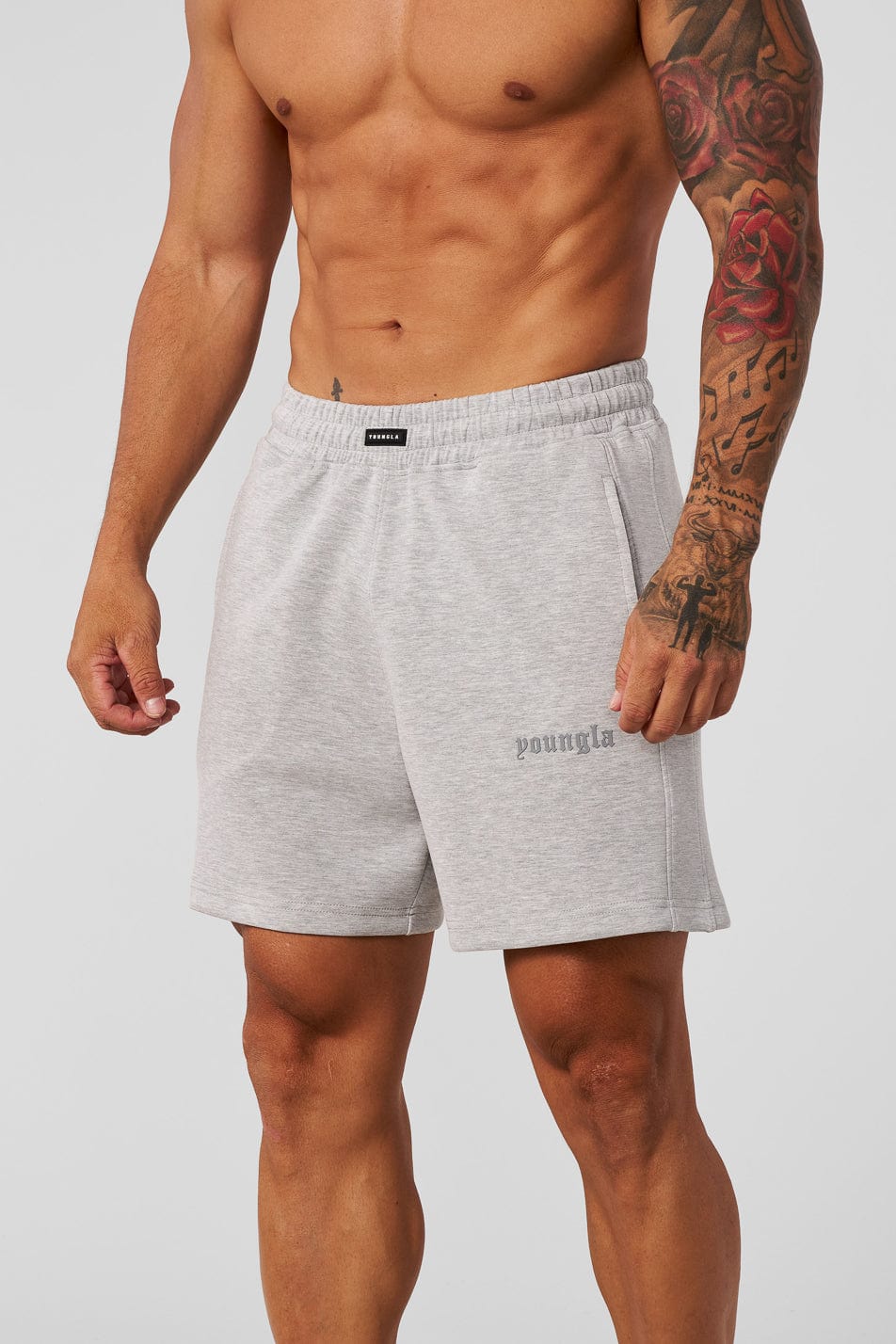 1024 – Soft AF Shorts for men: lightweight, ultra-comfy, and versatile with a relaxed fit and deep pockets for everyday wear in color heather grey.