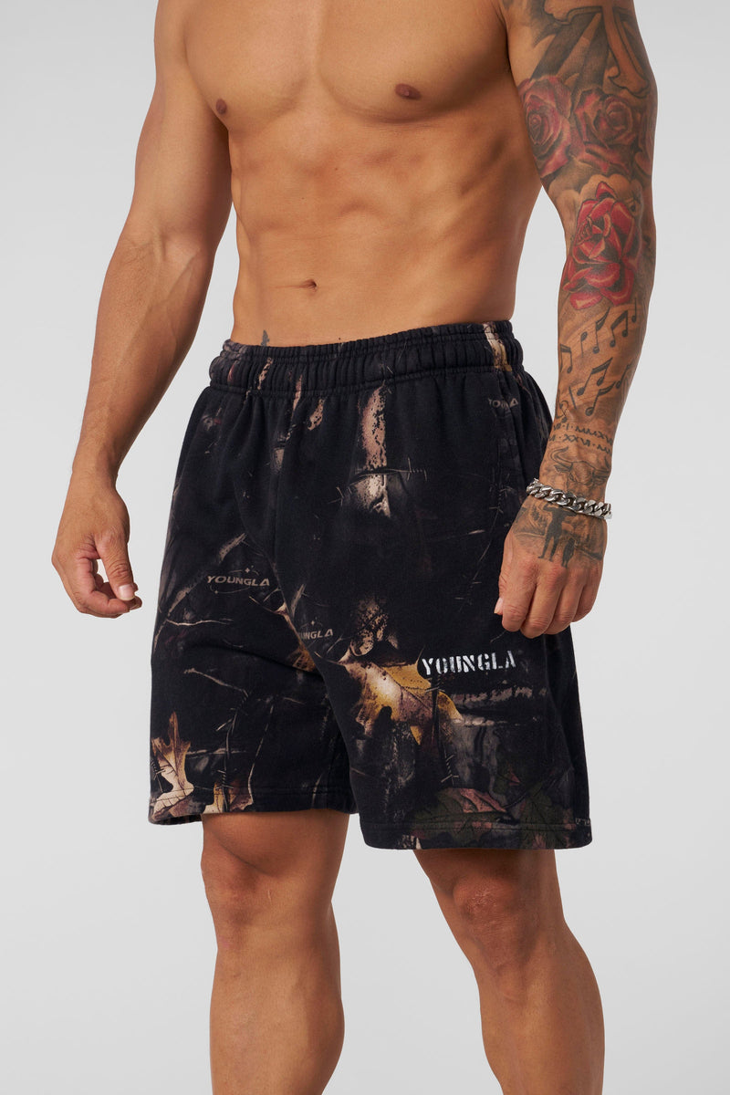 1076 - Tree Camo Collection - Men's Shorts balance comfort with standout style in Black 