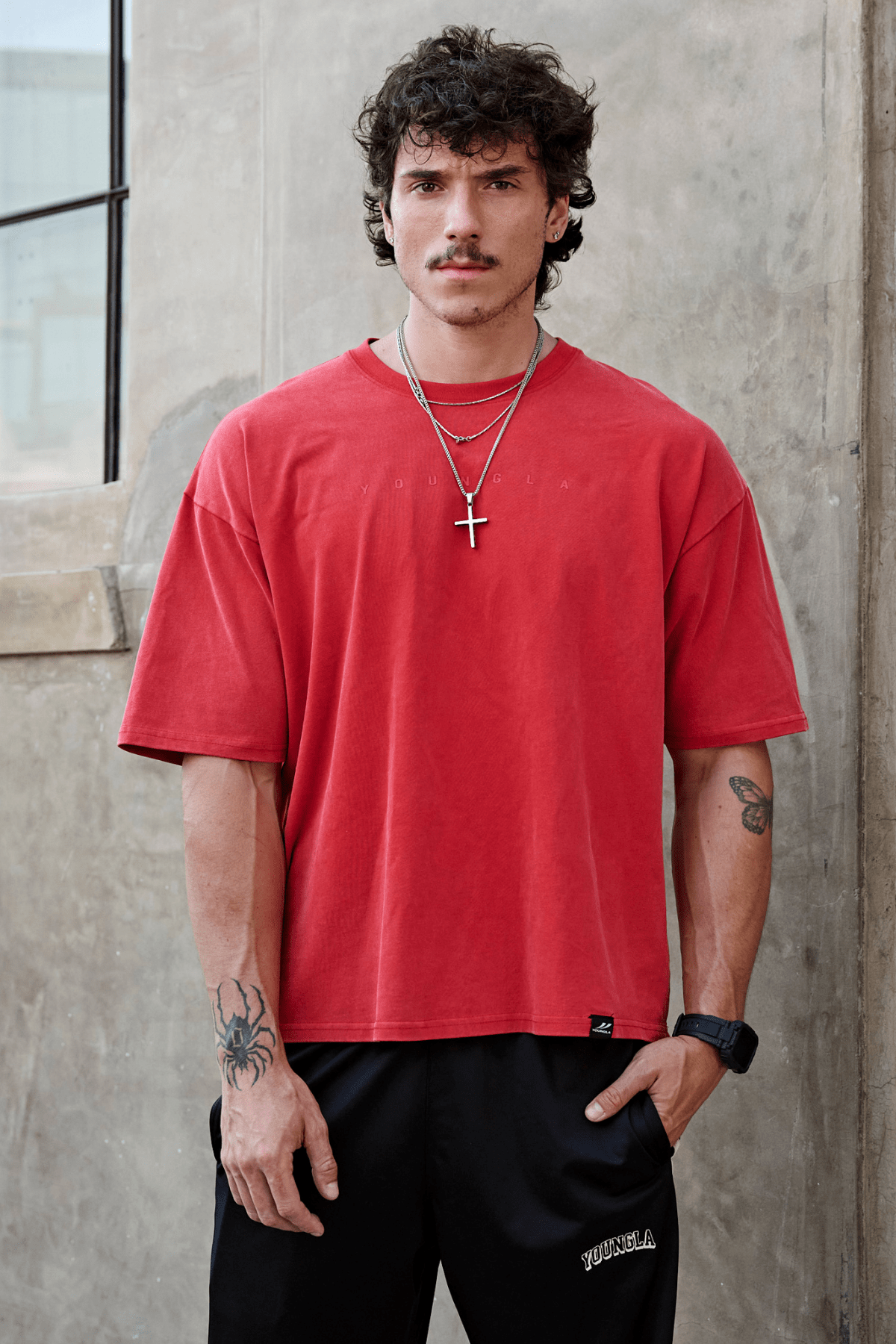 4219 - Summer Peached Tees for Men: 100% cotton garment-washed tee with buttery-soft hand feel, smooth drape, laid-back fit, and perfect for everyday layering in color Red wash.