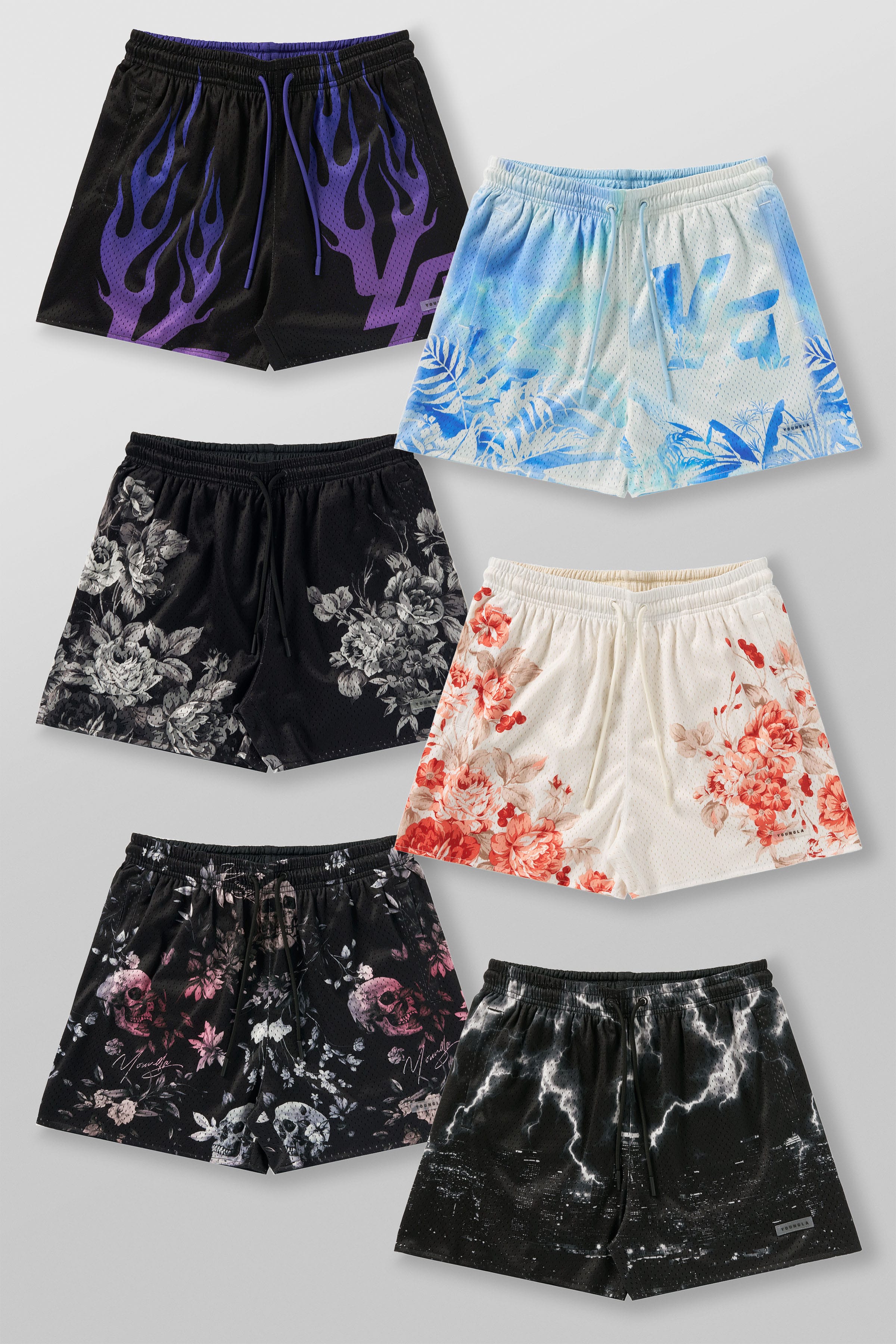 1111 -  Skulls & Roses Reversible Shorts