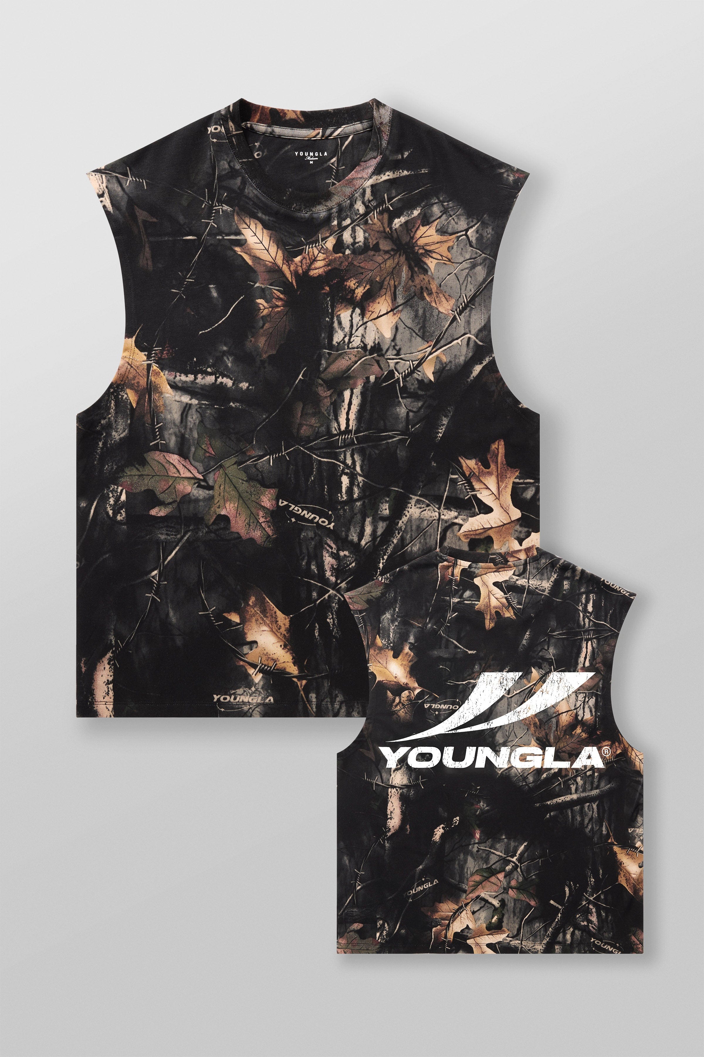3065 - RunTech Camo Tanks for Men's - performance and everyday comfort, perfect for layering or wearing in Black Tree Camo