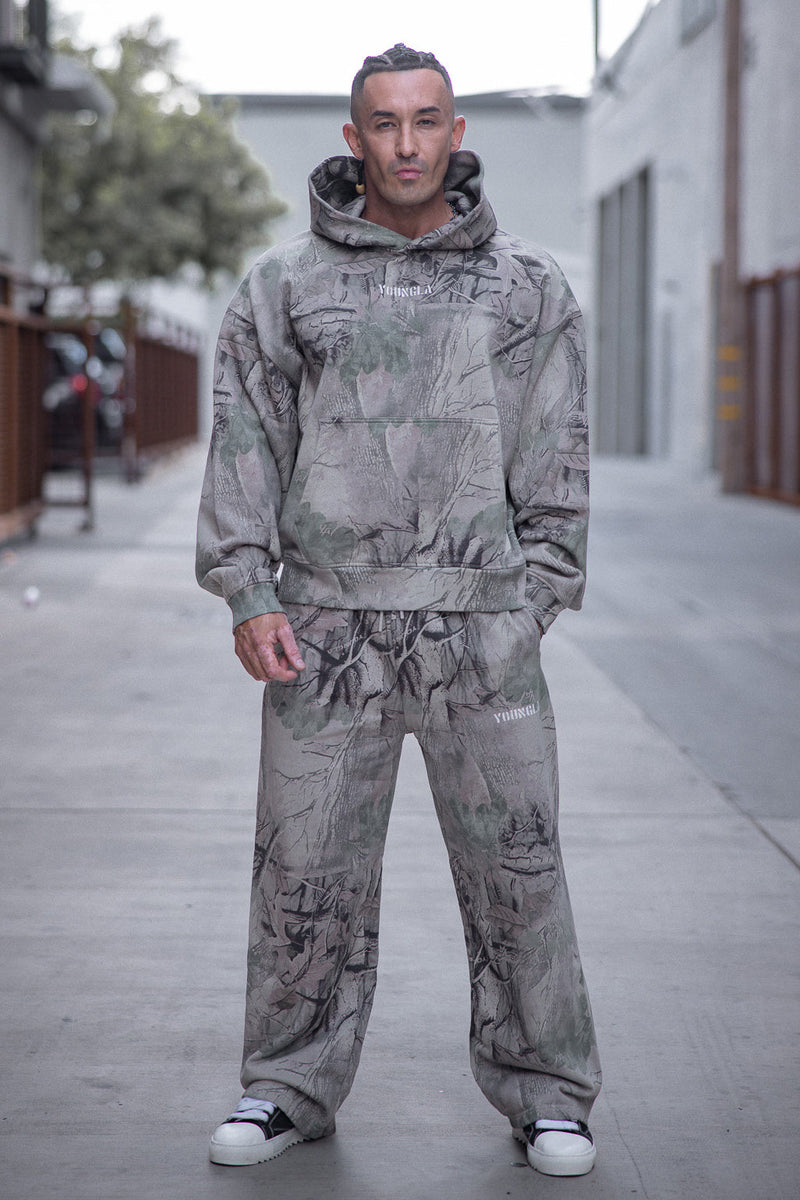 5117 - Tree Camo Collection - Pullover Hoodies for Men's - relaxed fit, plush terry construction in Beige 