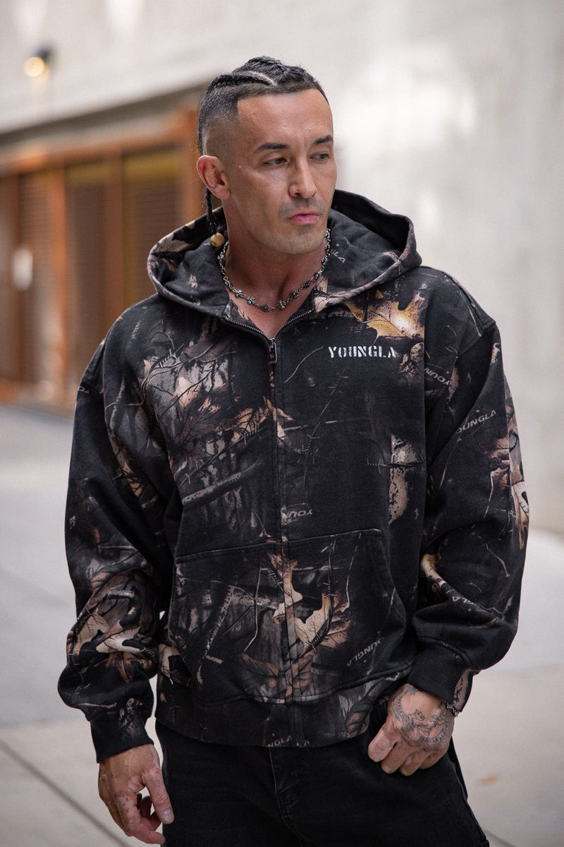 5116 - Tree Camo Collection - Zip Ups for Men's - structured hood, durable zipper, and roomy fit in Black