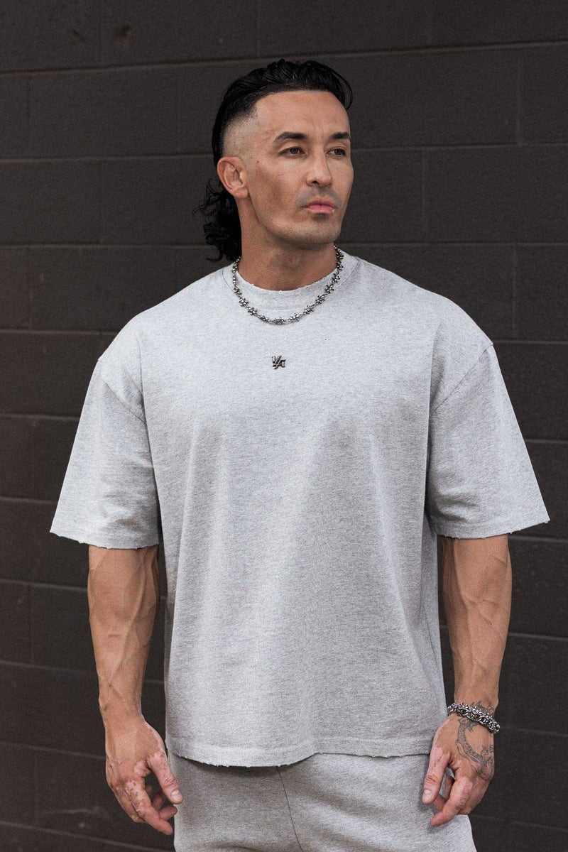 4153 - Elevated Essentials - Relaxed Tee in 100%  heavyweight  Cotton with oversized fit in colour Heather Grey