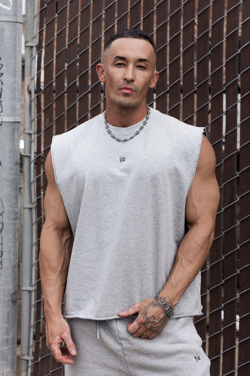 3035 - Elevated Essentials - Cut Offs for Men's -  perfect for training, lounging, or warm weather wear in Heather Grey