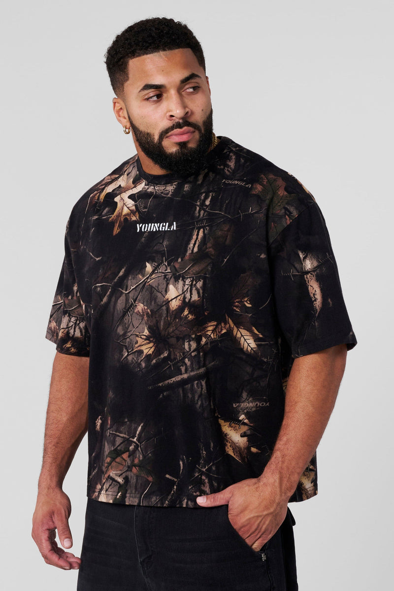 4084 - Tree Camo Collection - Tees for Men's - Oversized and cut from heavyweight terry in Black