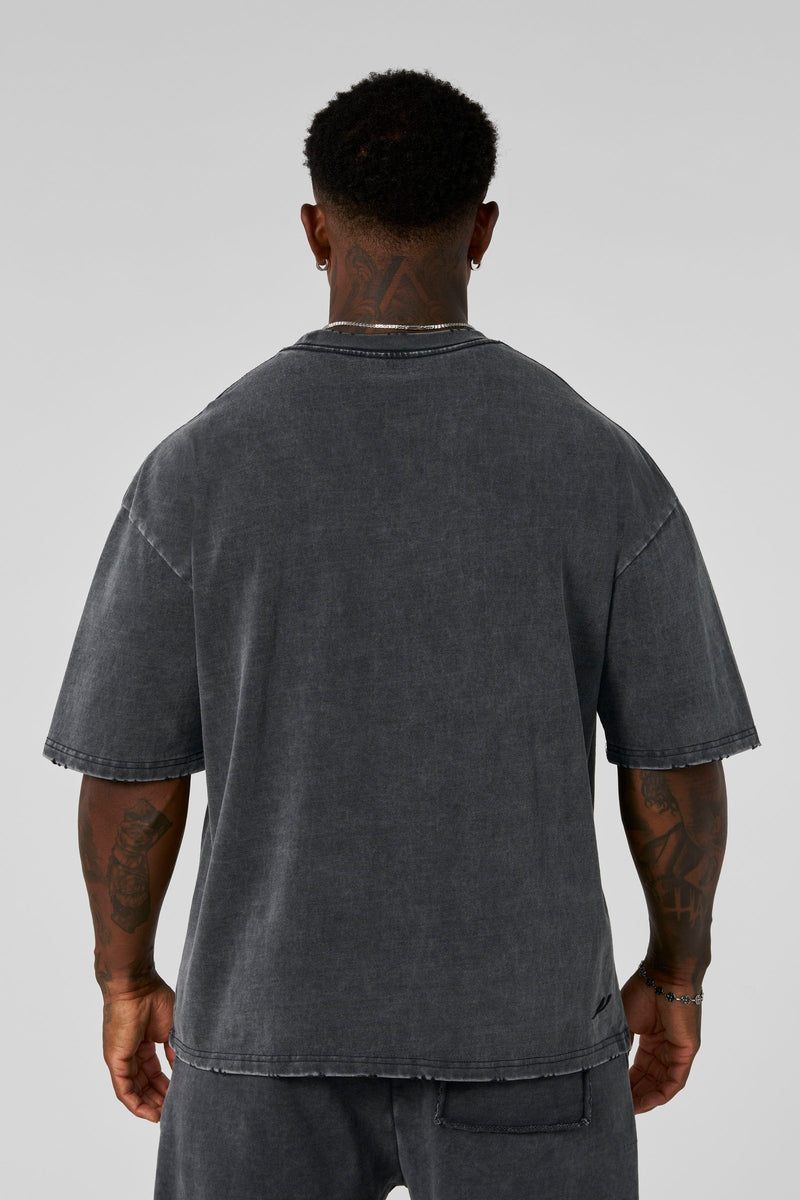 4153 - Elevated Essentials - Relaxed Tee in 100%  heavyweight  Cotton with oversized fit in colour Grey Wash
