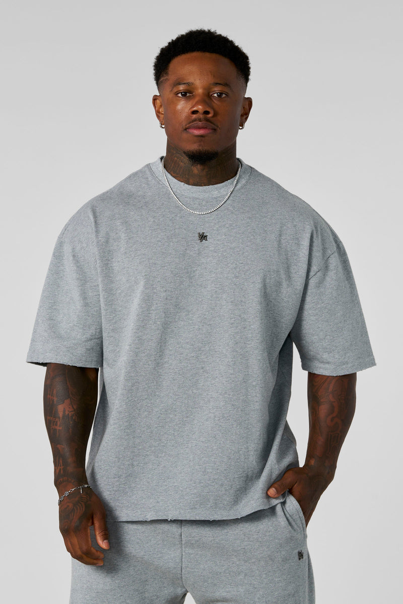 4153 - Elevated Essentials - Relaxed Tee in 100%  heavyweight  Cotton with oversized fit in colour Heather Grey