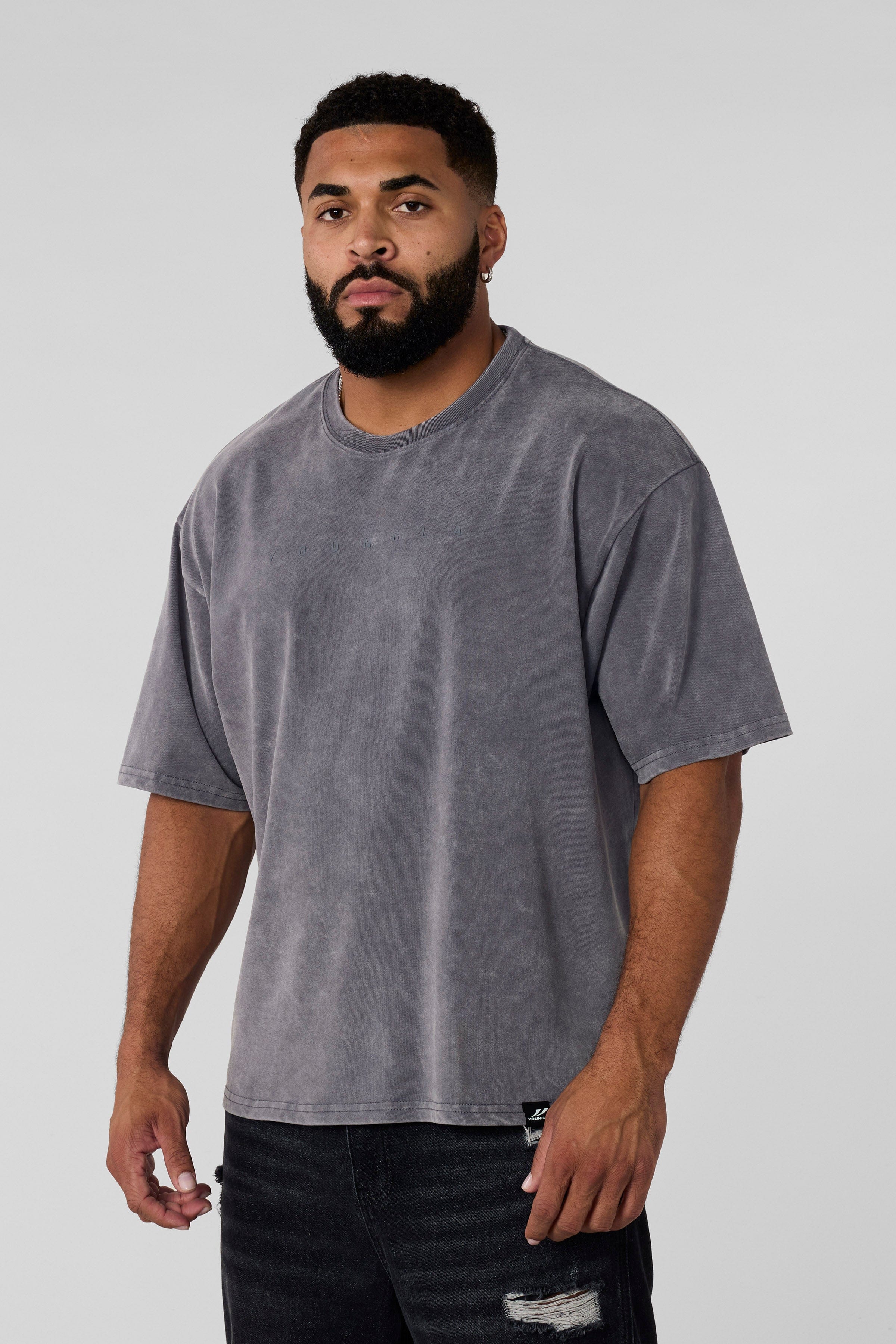 4219 - Summer Peached Tees for Men: 100% cotton garment-washed tee with buttery-soft hand feel, smooth drape, laid-back fit, and perfect for everyday layering in color Grey wash.