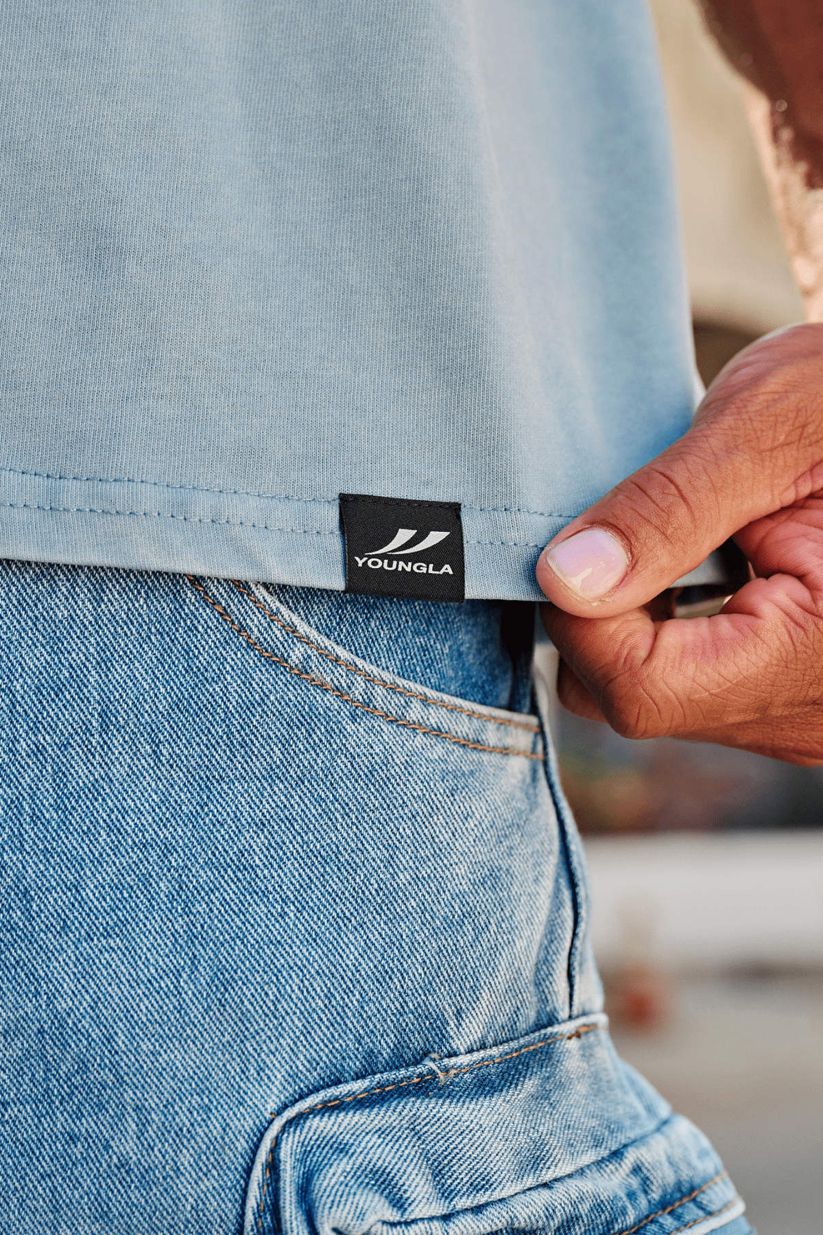 4219 - Summer Peached Tees for Men: 100% cotton garment-washed tee with buttery-soft hand feel, smooth drape, laid-back fit, and perfect for everyday layering- Logo.