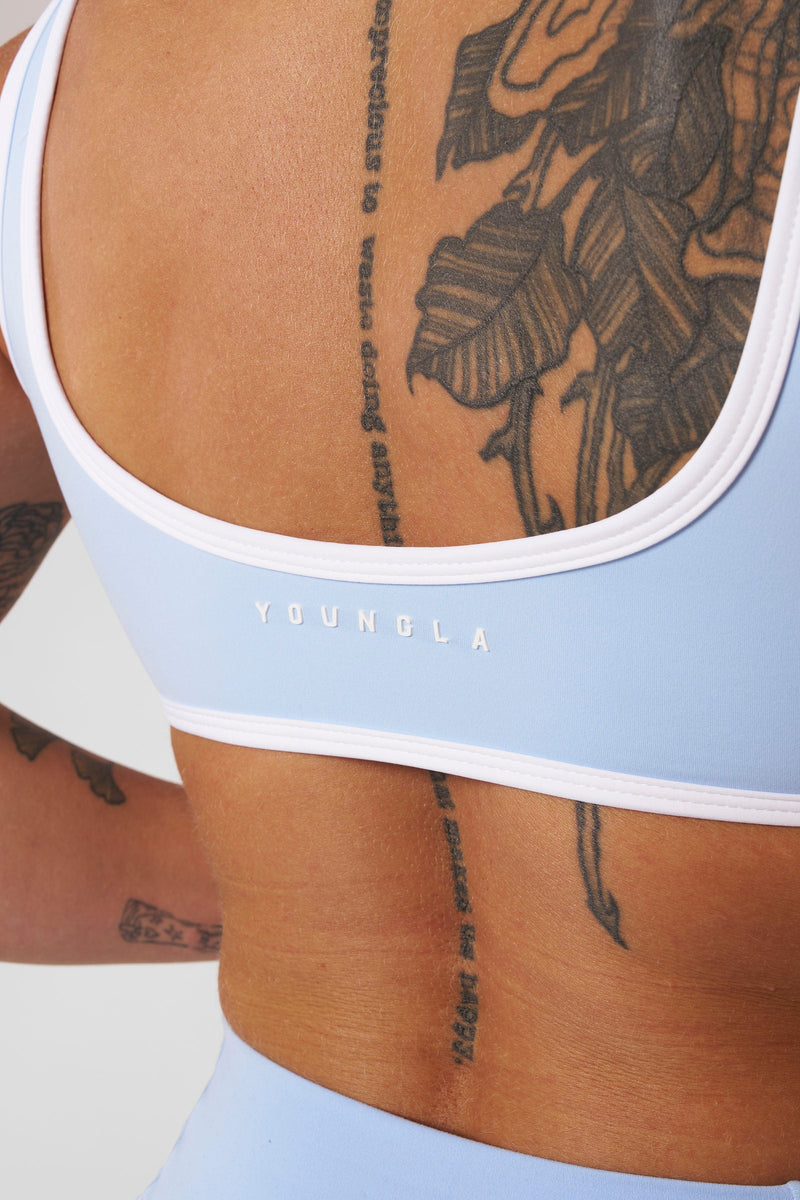 W366 - Elevate outline Bra for Women  while removable pads offer customizable coverage color in Light Blue.