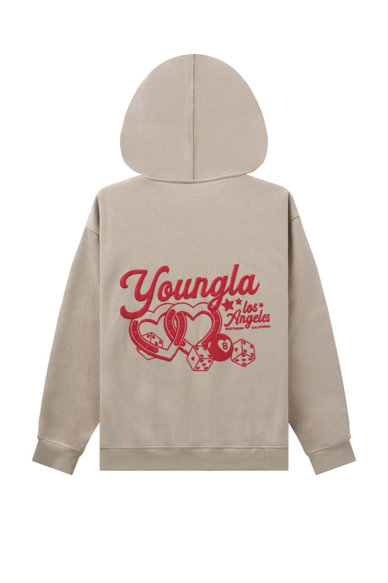 W566 Soft Serve Hoodie for women with super soft, fluffy fleece and featuring a fun puff print in color Mushroom.