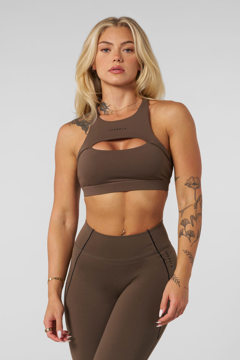 W365 - Elevate cut-out bra for women Removable pads in color Taupe.