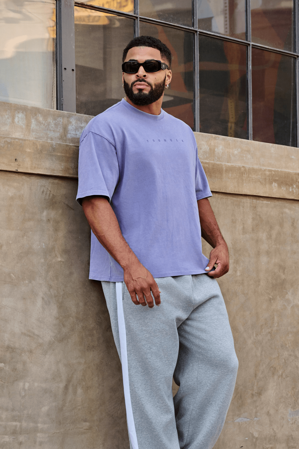 4219 - Summer Peached Tees for Men: 100% cotton garment-washed tee with buttery-soft hand feel, smooth drape, laid-back fit, and perfect for everyday layering in color Lavender wash.