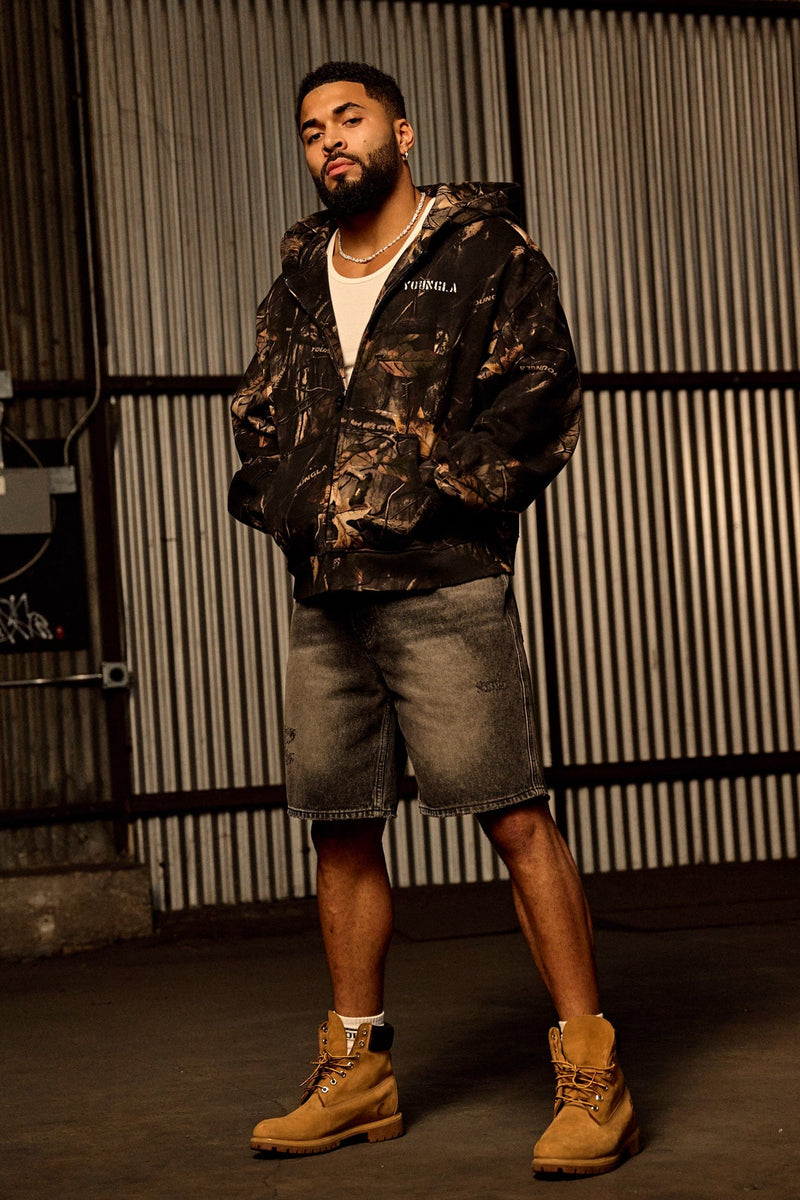5116 - Tree Camo Collection - Zip Ups for Men's - structured hood, durable zipper, and roomy fit in Black